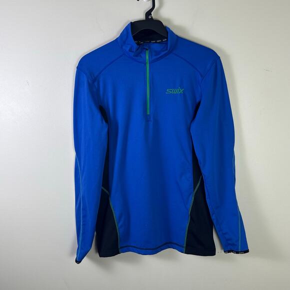 Swix blue Sz L 1/4 Zip Active Sports Layer Jacket Pullover Sweater - Picture 1 of 8